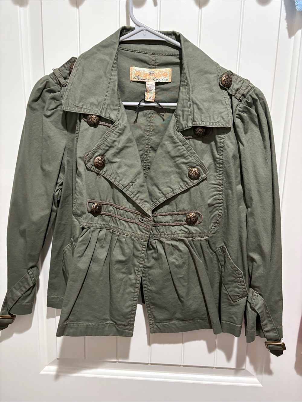 American Rag Olive Green Military-Inspired Peplum Jacket